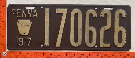 1917 Pennsylvania #170626 Passenger License Plate