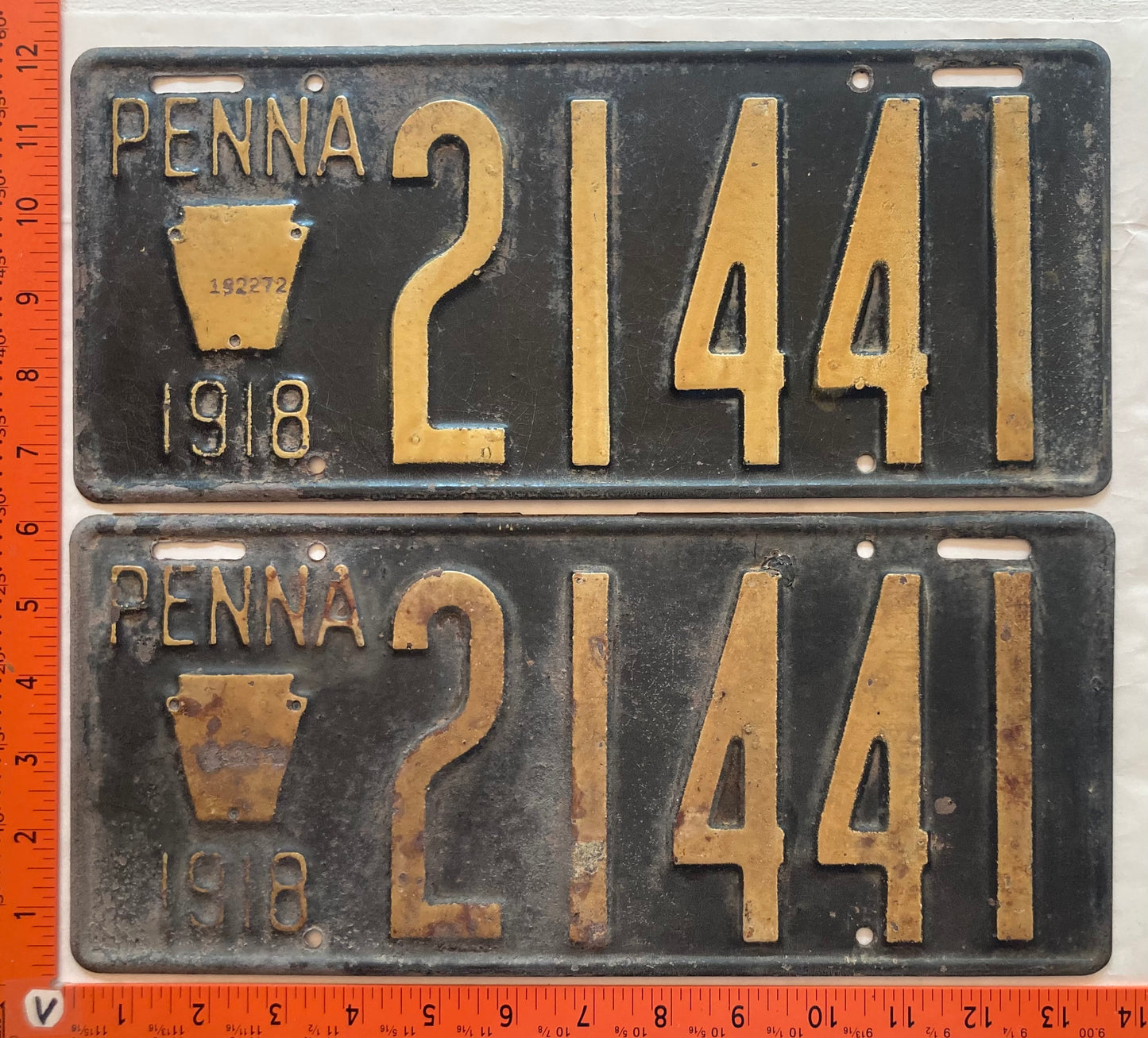 1918 Pennsylvania #21441 Passenger License Plate (Pair)