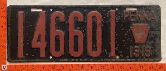 1919 Pennsylvania #146601 Passenger License Plate
