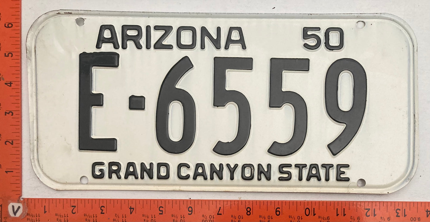 1950 Arizona #E-6559 Passenger License Plate