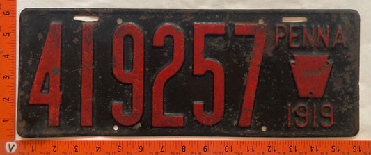 1919 Pennsylvania #419257 Passenger License Plate