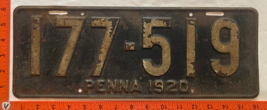 1920 Pennsylvania #177-519 Passenger License Plate