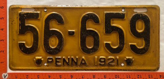 1921 Pennsylvania #56-659 Passenger License Plate