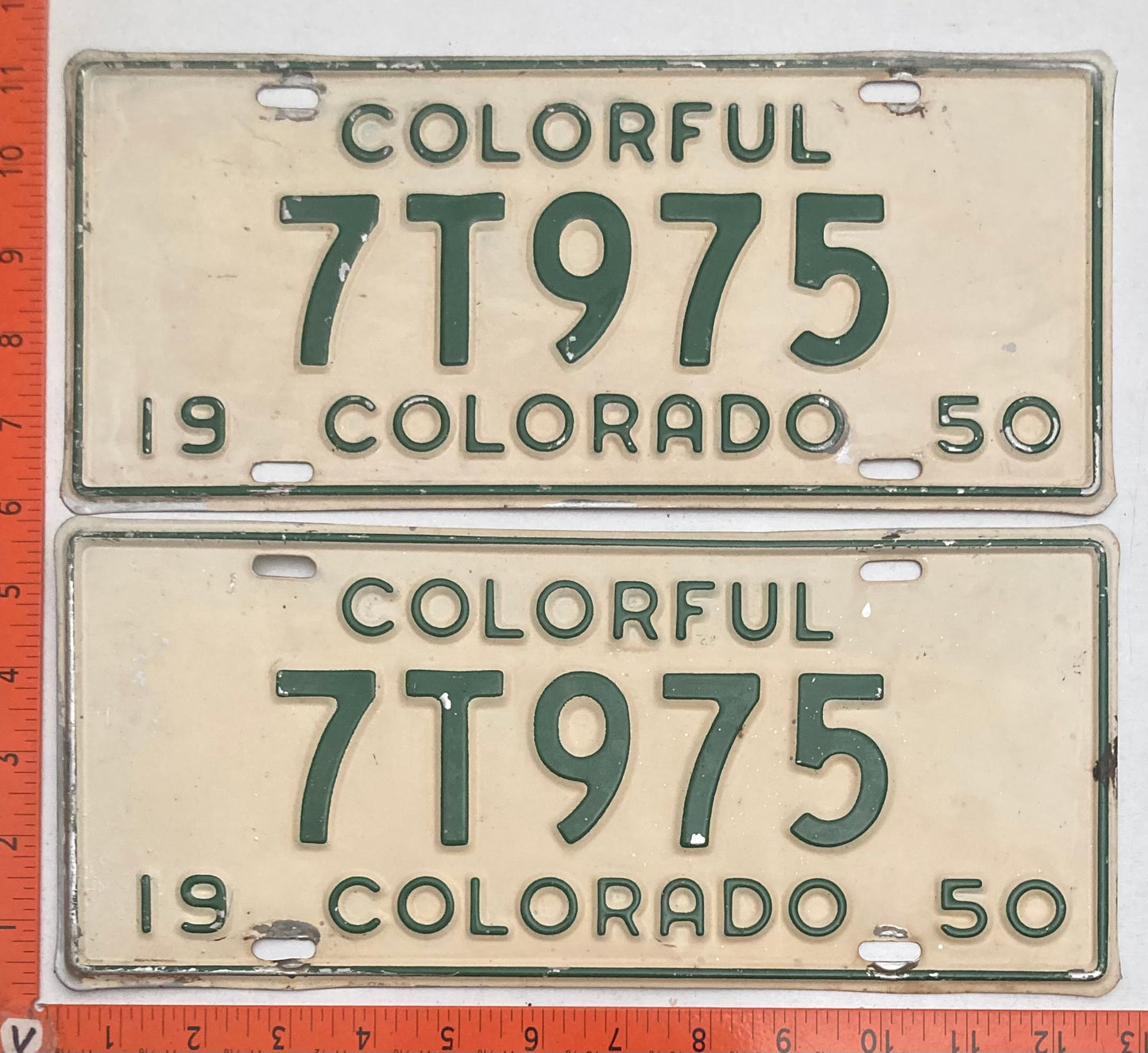 1950 Colorado #7T975 Passenger License Plate (Pair)