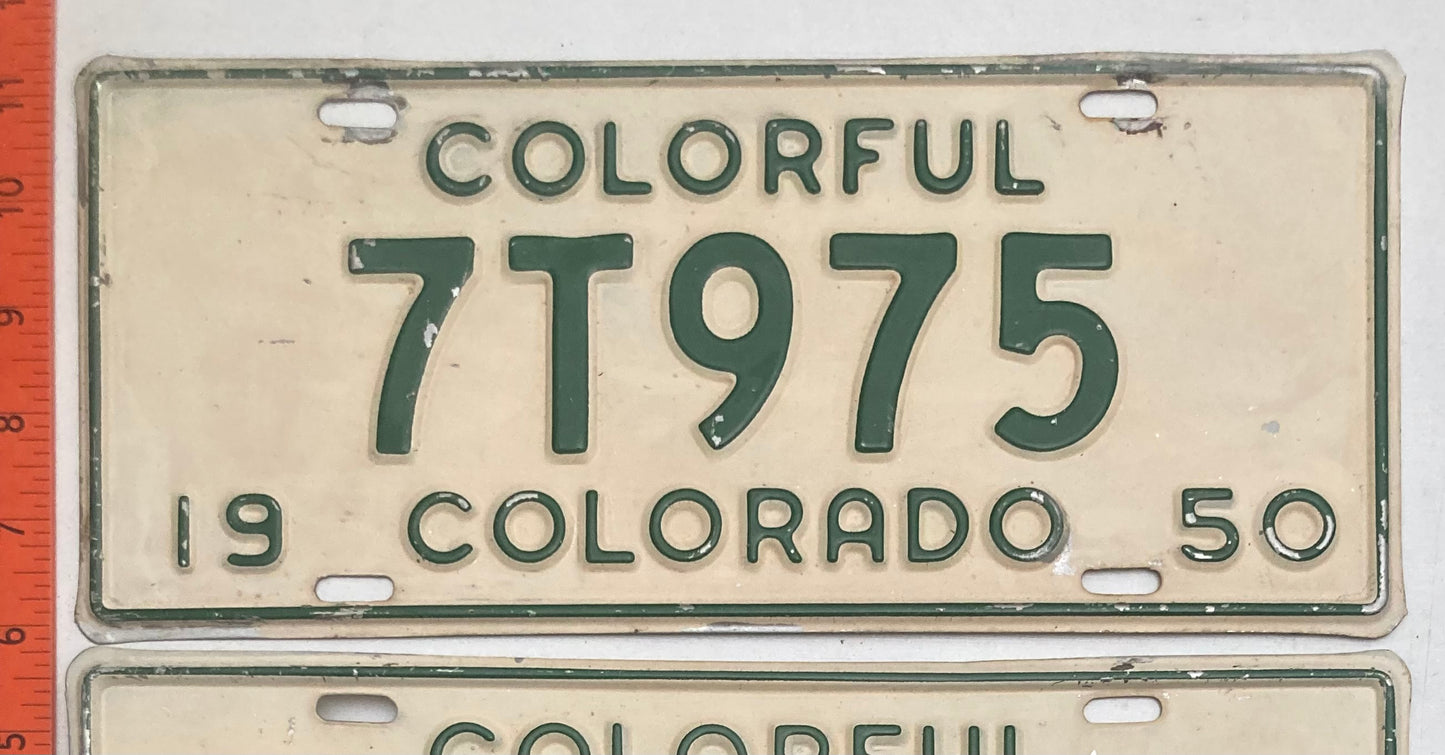 1950 Colorado #7T975 Passenger License Plate (Pair)