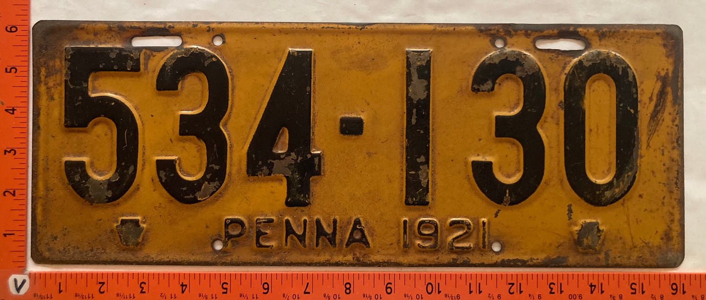 1921 Pennsylvania #534-130 Passenger License Plate