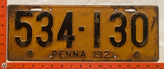 1921 Pennsylvania #534-130 Passenger License Plate