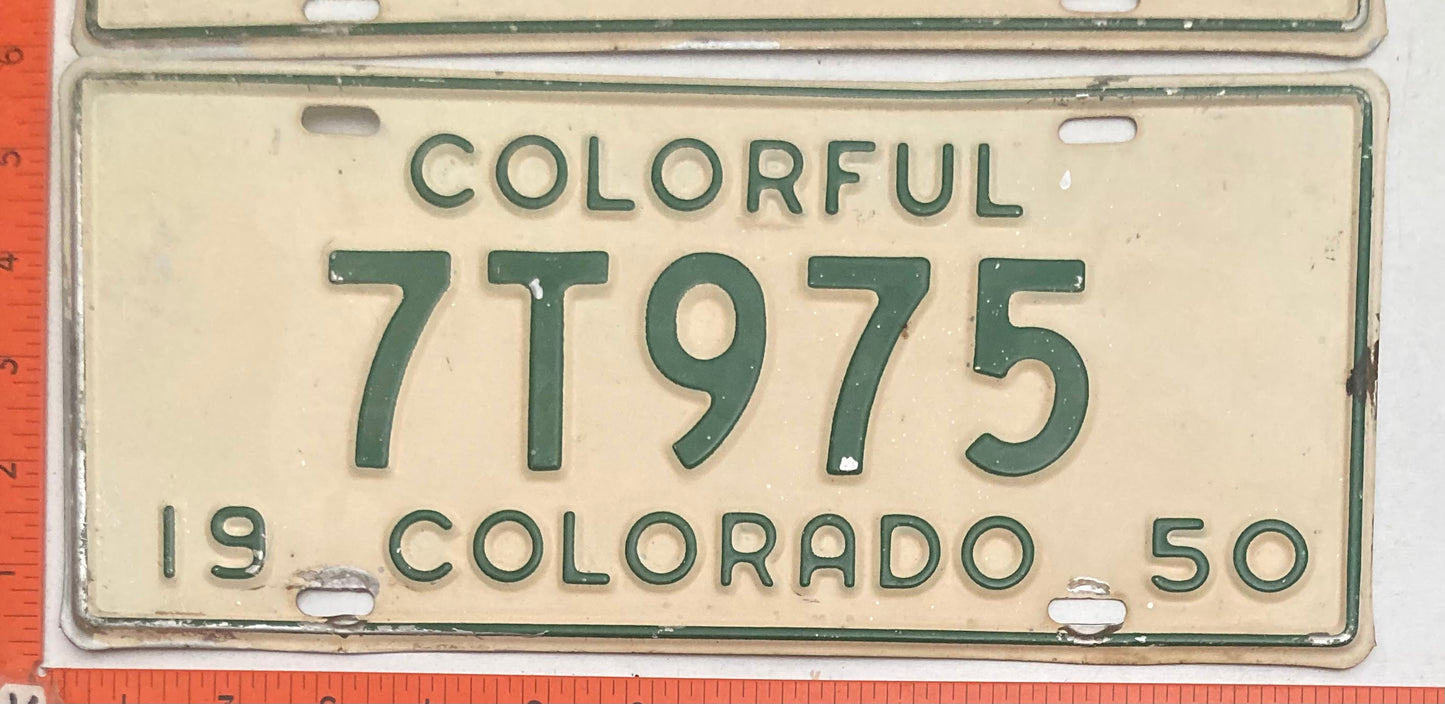 1950 Colorado #7T975 Passenger License Plate (Pair)