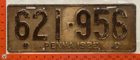 1922 Pennsylvania #621-956 Passenger License Plate