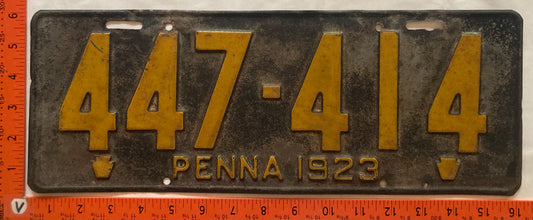 1923 Pennsylvania #447-414 Passenger License Plate