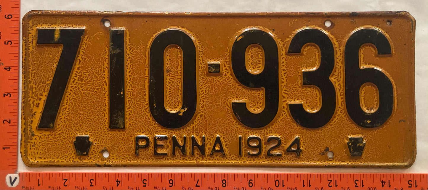 1924 Pennsylvania #710-936 Passenger License Plate