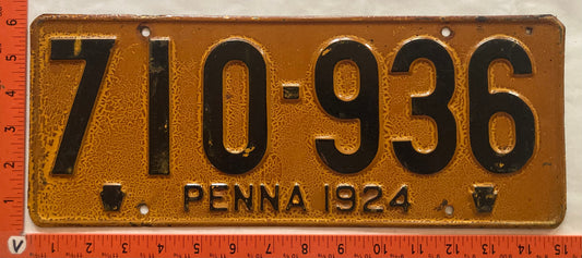 1924 Pennsylvania #710-936 Passenger License Plate