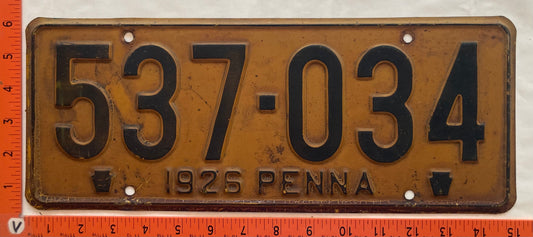 1926 Pennsylvania #537-034 Passenger License Plate