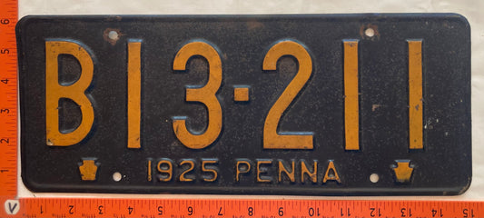 1925 Pennsylvania #B13-211 Truck License Plate