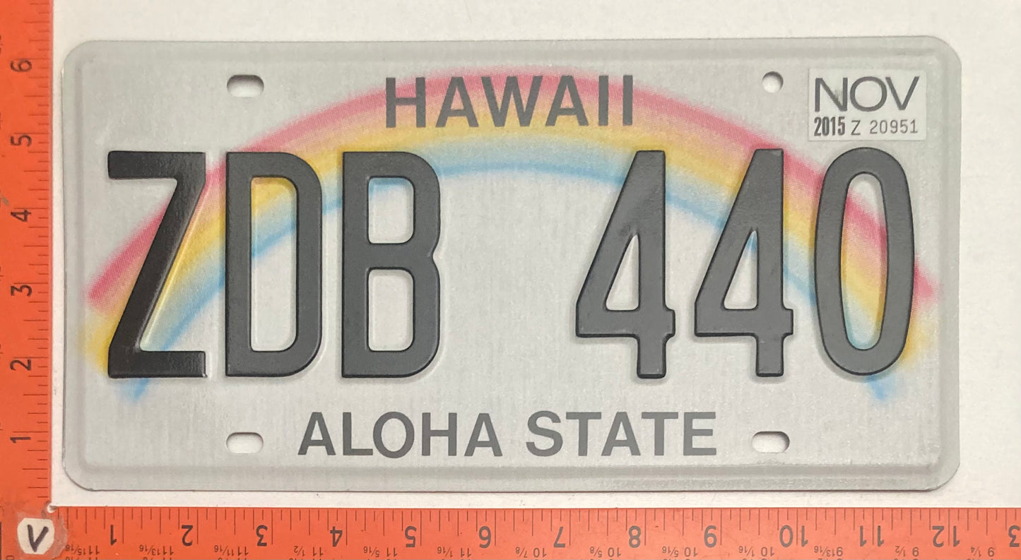 2015 Hawaii #ZDB 440 Passenger License Plate