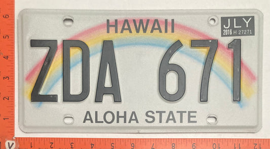 2016 Hawaii #ZDA 671 Passenger License Plate
