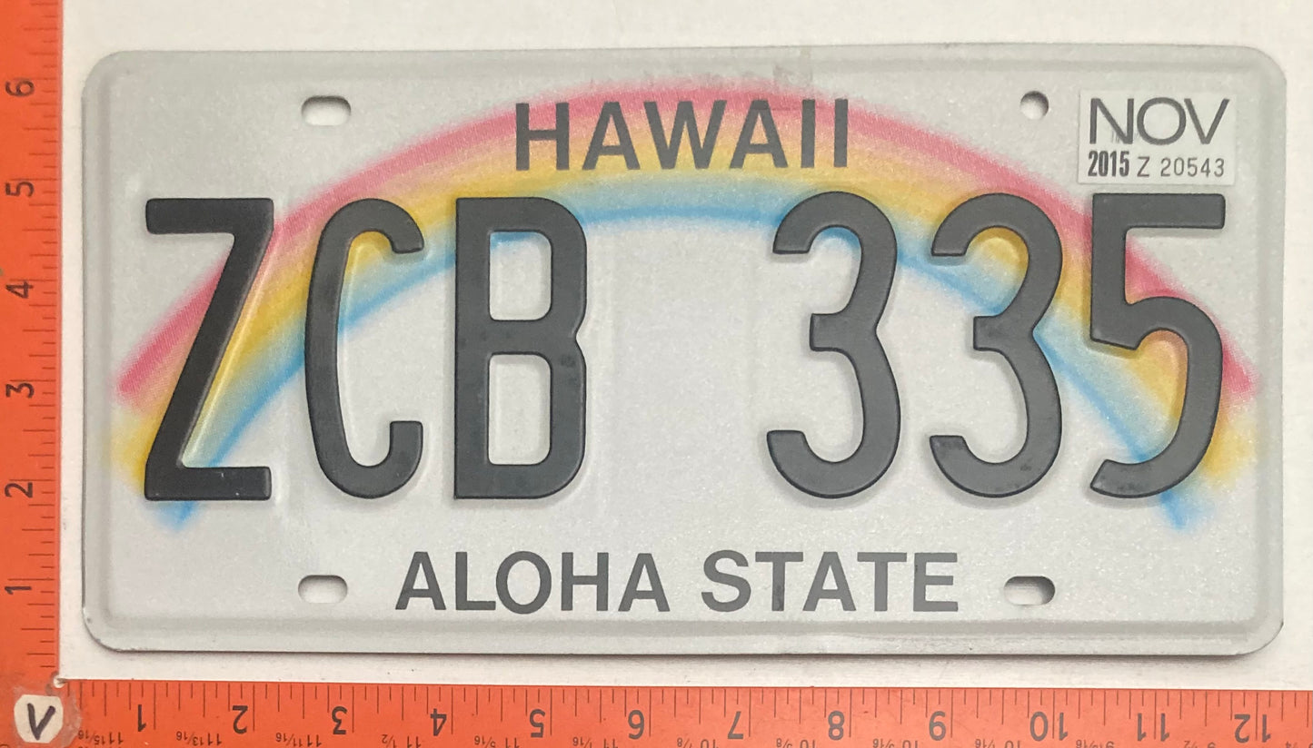 2015 Hawaii #ZCB 335 Passenger License Plate