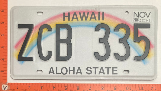 2015 Hawaii #ZCB 335 Passenger License Plate