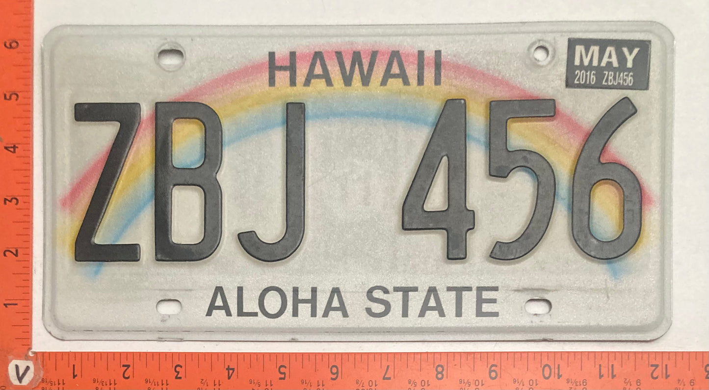 2016 Hawaii #ZBJ 456 Passenger License Plate