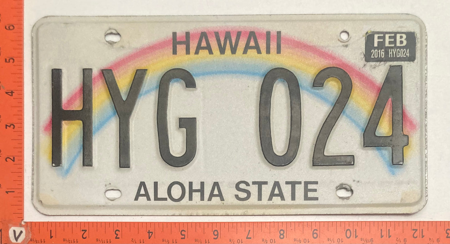 2016 Hawaii #HYG 024 Passenger License Plate