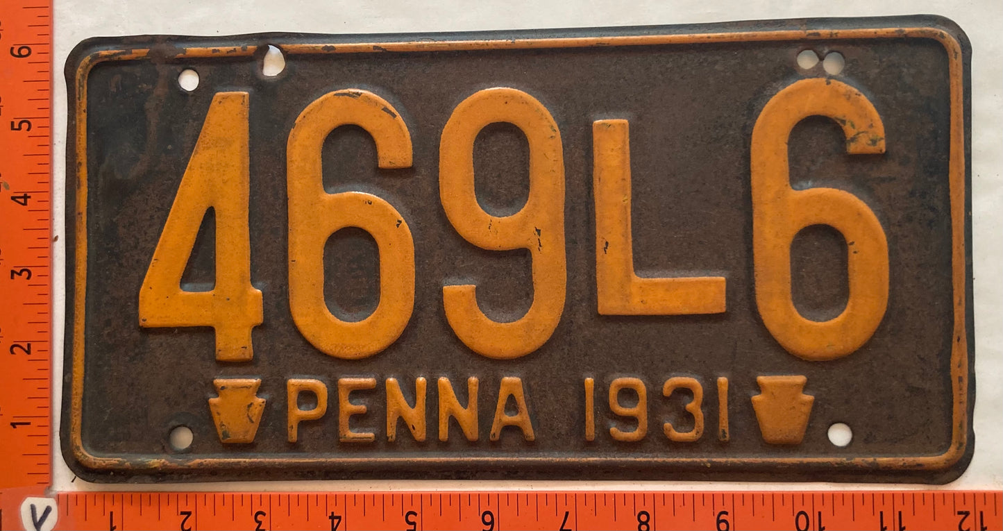 1931 Pennsylvania #469L6 Passenger License Plate
