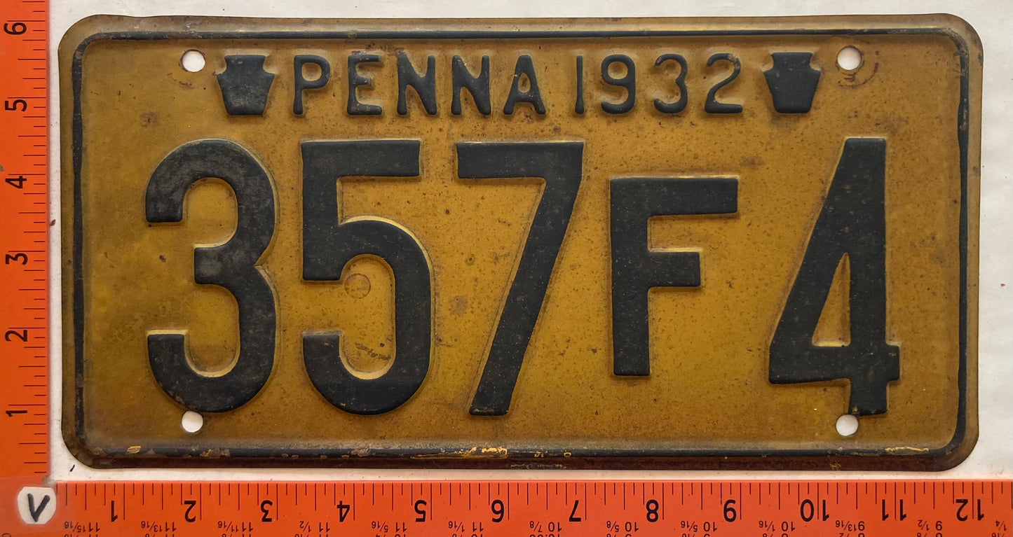 1932 Pennsylvania #357F4 Passenger License Plate