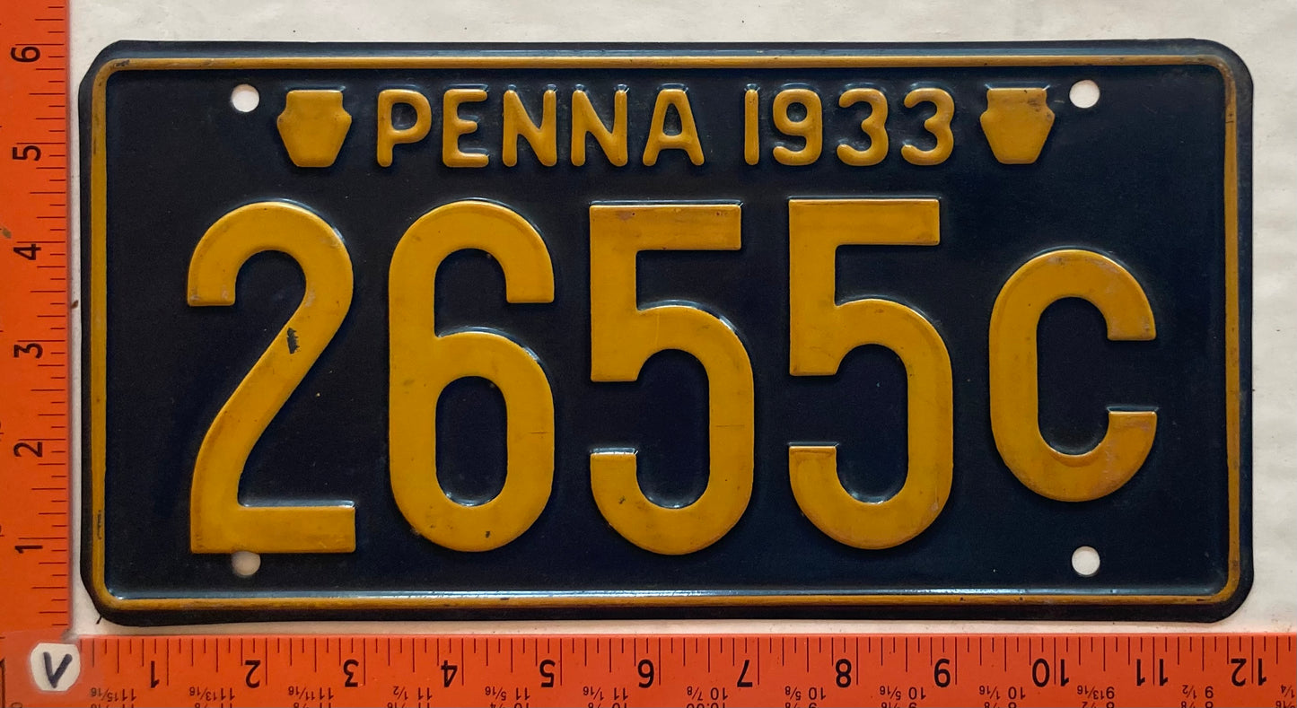 1933 Pennsylvania #2655C Passenger License Plate