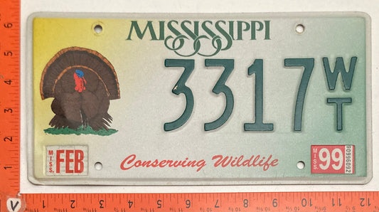 1999 Mississippi #3317W/T Passenger License Plate
