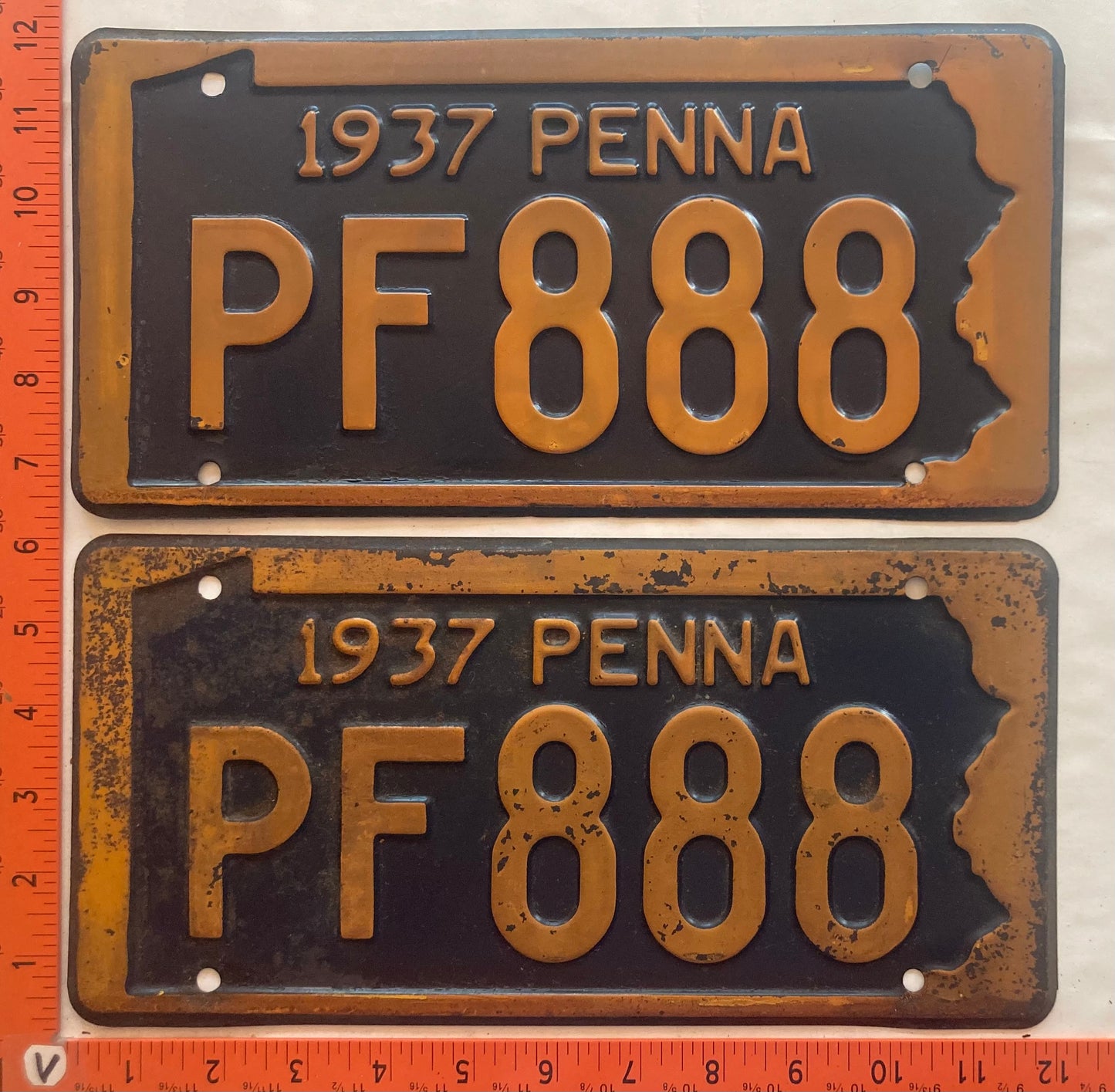 1937 Pennsylvania #PF888 Passenger License Plate (Pair)