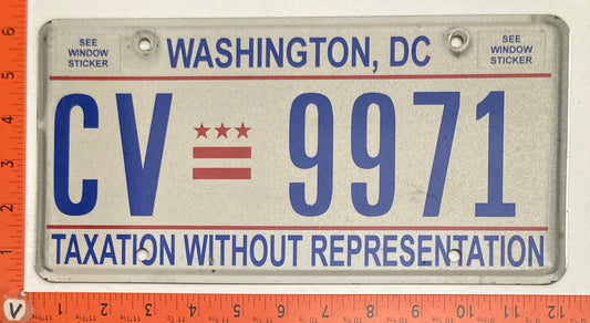 Undated Washington, DC #CV 9971 Passenger License Plate