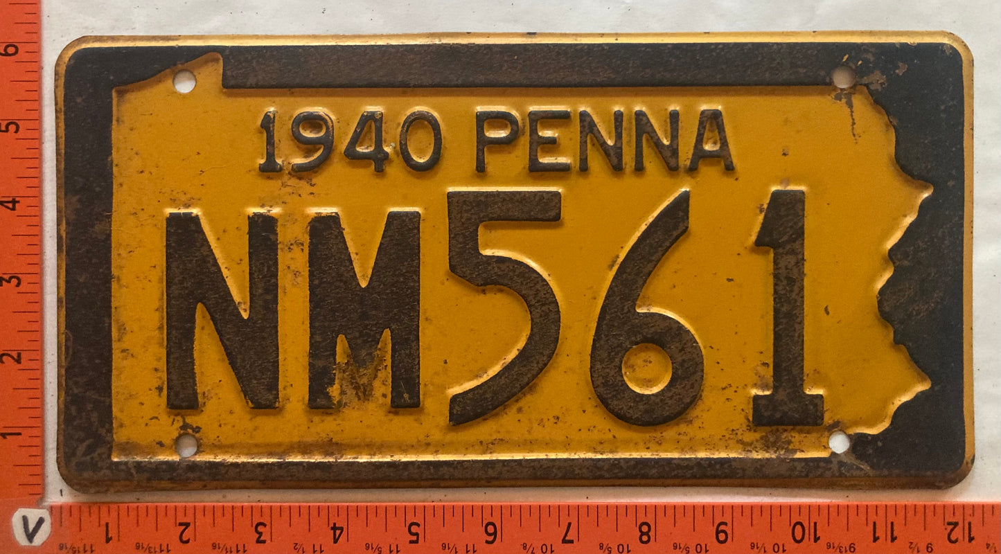 1940 Pennsylvania #NM561 Passenger License Plate