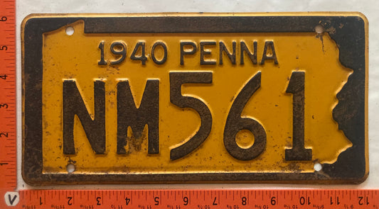 1940 Pennsylvania #NM561 Passenger License Plate