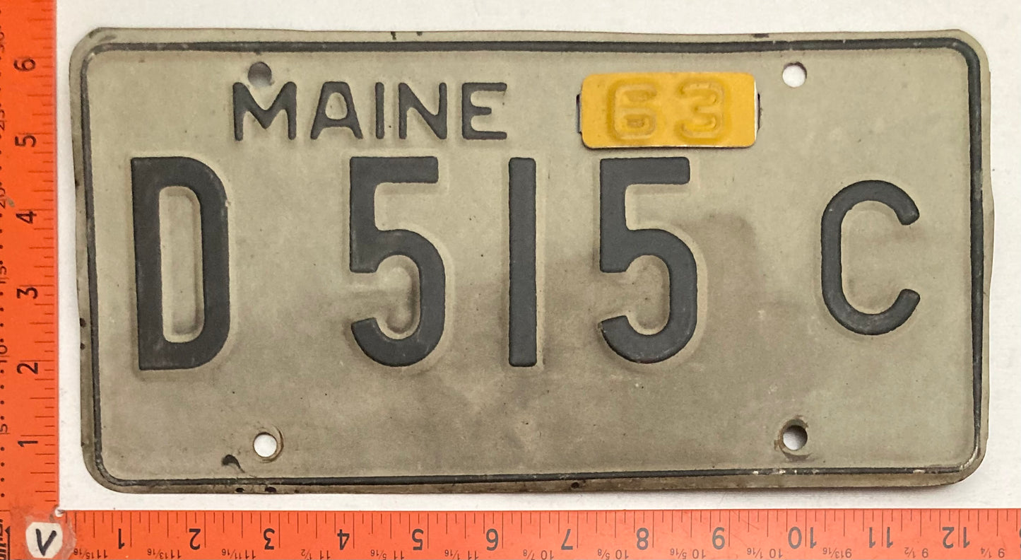 1963 Maine #D 515 C Passenger License Plate