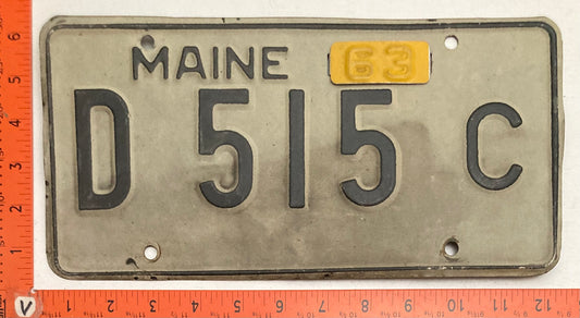 1963 Maine #D 515 C Passenger License Plate