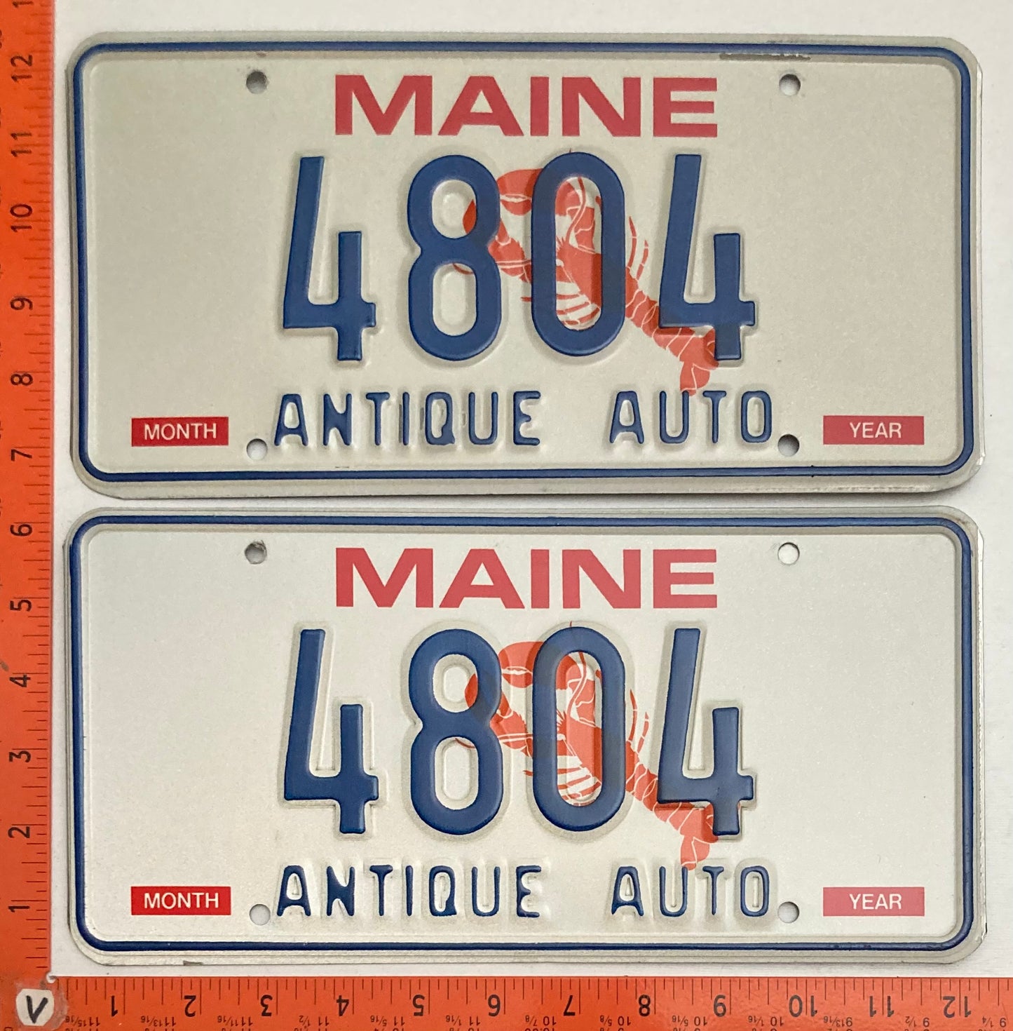 Undated Maine #4804 Antique Auto License Plate PAIR