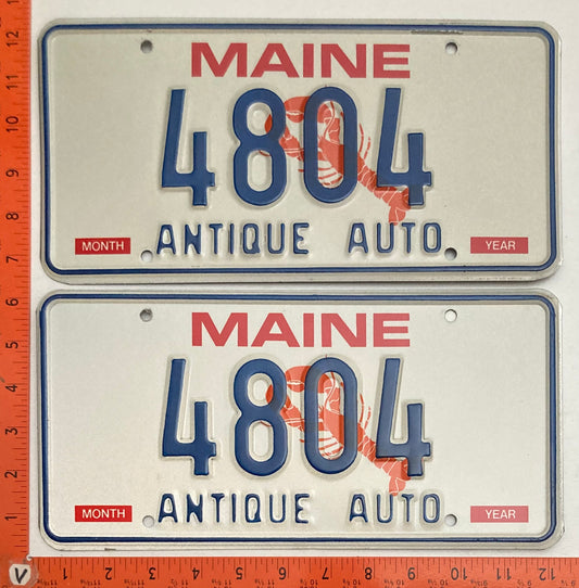 Undated Maine #4804 Antique Auto License Plate PAIR
