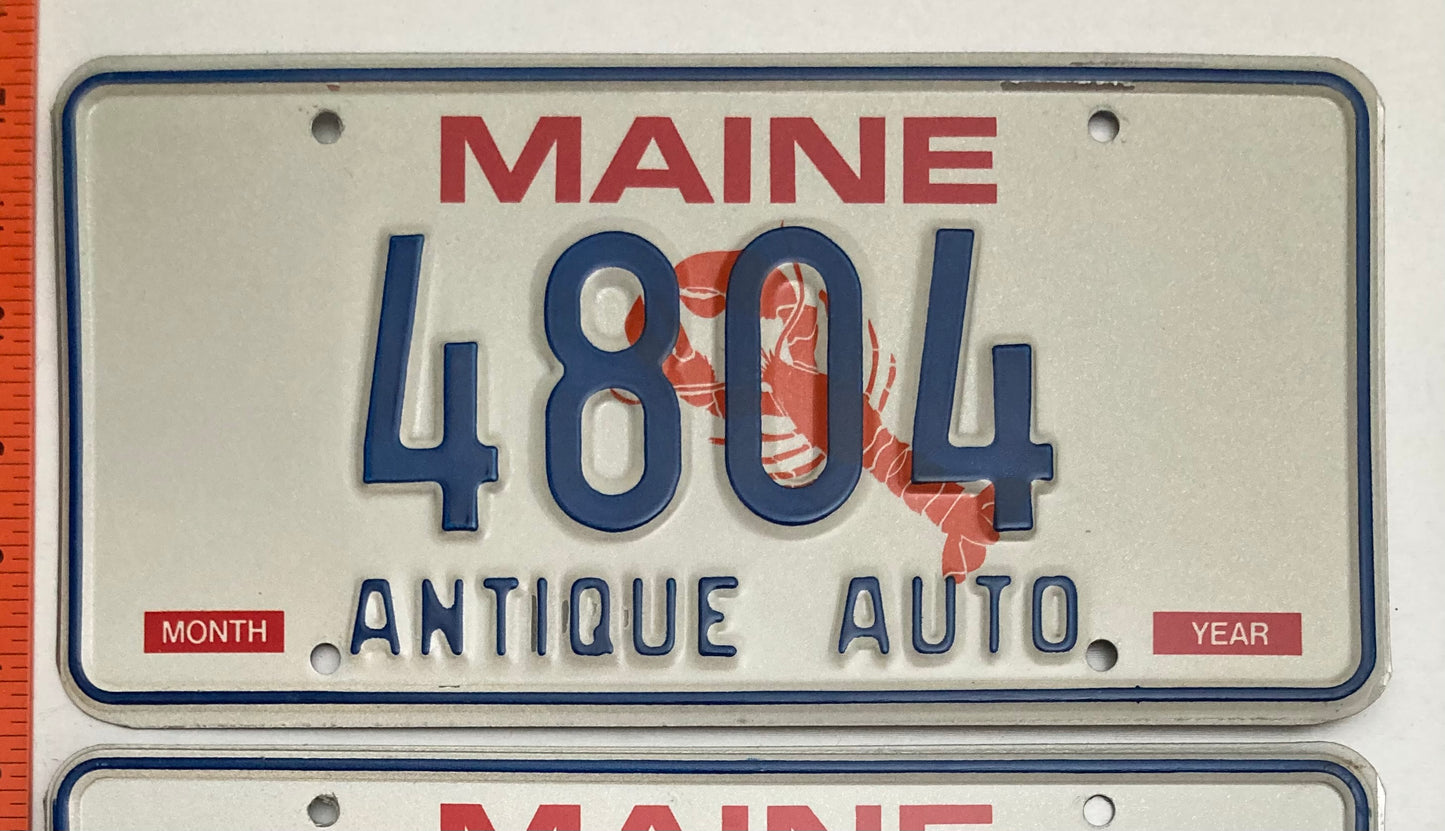 Undated Maine #4804 Antique Auto License Plate PAIR