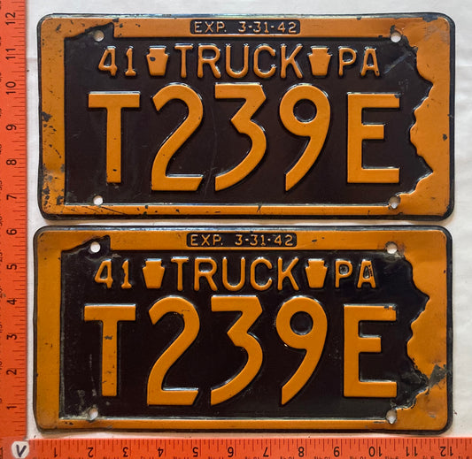 1941 Pennsylvania #T239E Truck License Plate (Pair)