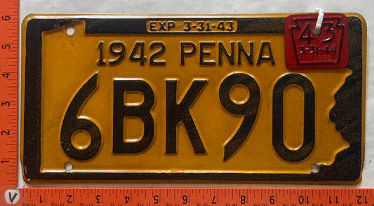 1943 Pennsylvania #6BK90 Passenger License Plate