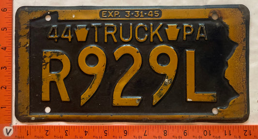 1944 Pennsylvania #R929L Truck License Plate