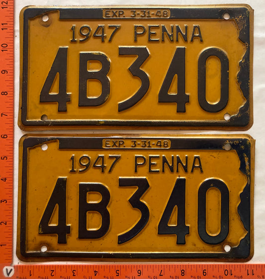 1947 Pennsylvania #4B340 Passenger License Plate (Pair)