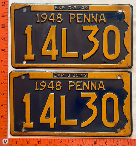 1948 Pennsylvania #14L30 Passenger License Plate (Pair)