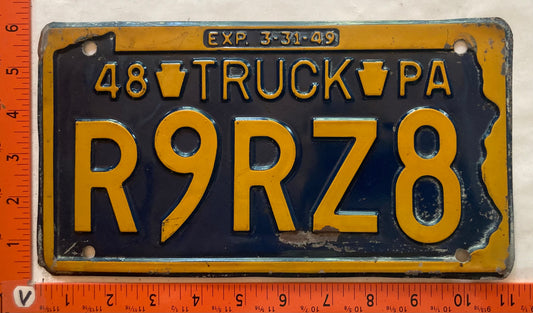 1948 Pennsylvania #R9RZ8 Truck License Plate