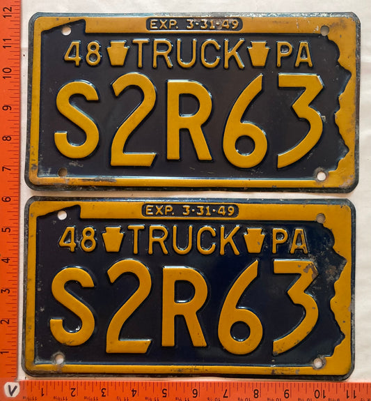 1948 Pennsylvania #S2R63 Truck License Plate (Pair)