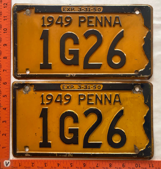 1949 Pennsylvania #1G26 Passenger License Plate (Pair)