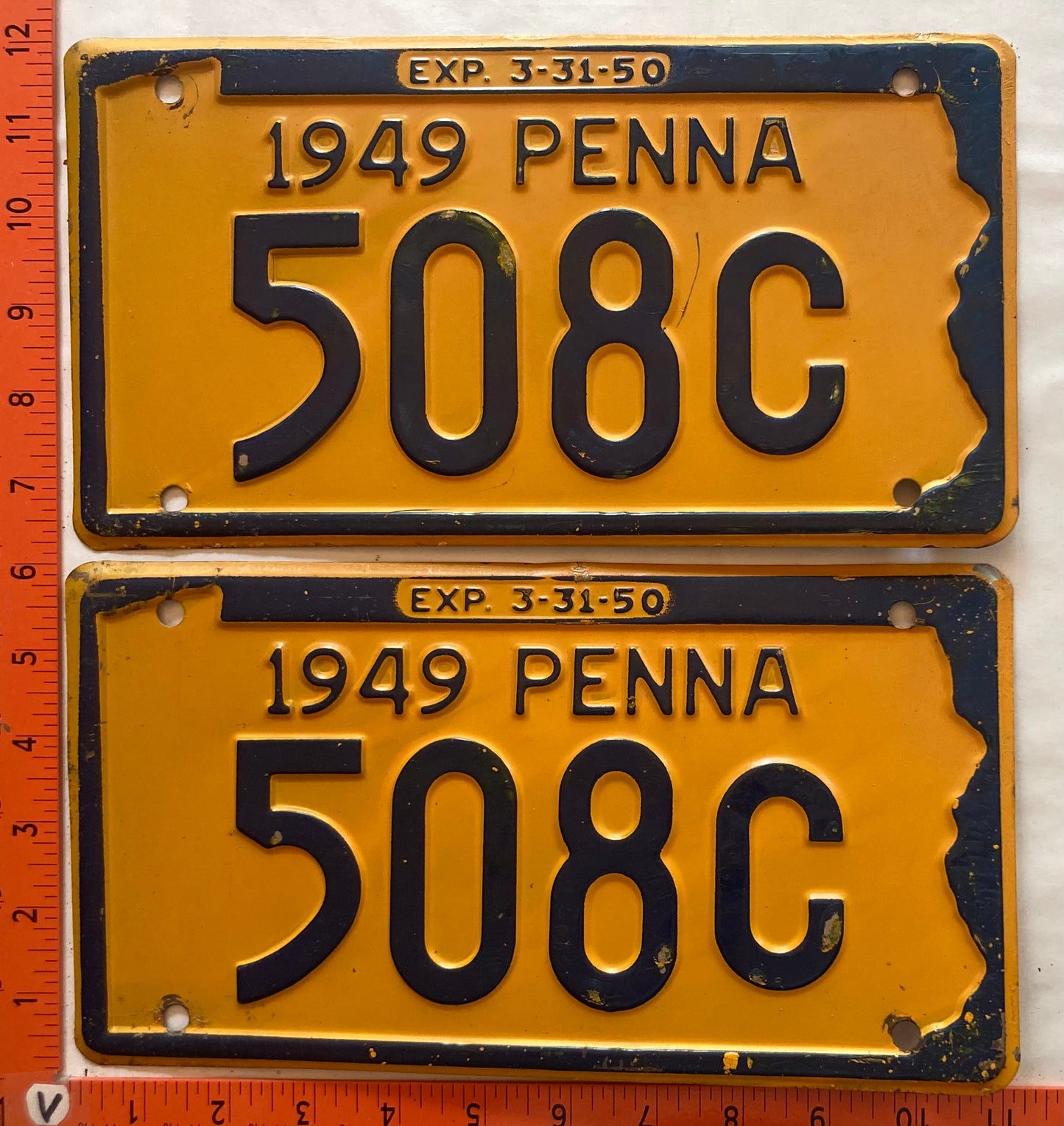 1949 Pennsylvania #508C Passenger License Plate (Pair)