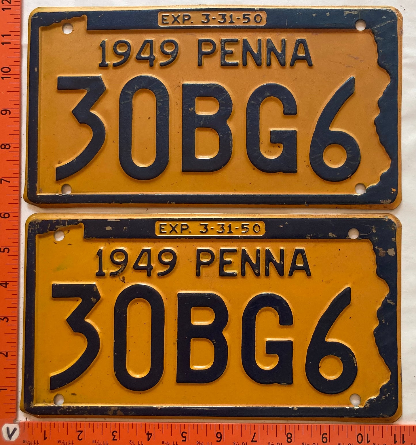 1949 Pennsylvania #30BG6 Passenger License Plate (Pair)