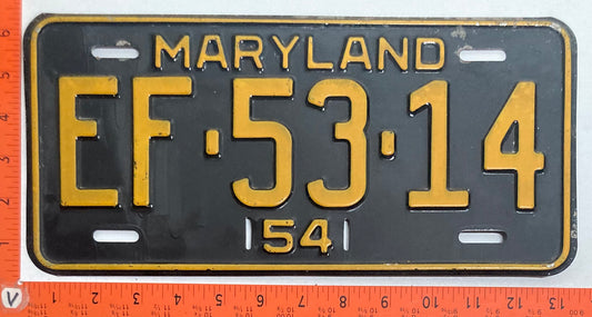 1954 Maryland #EF-53-14 Passenger license plate