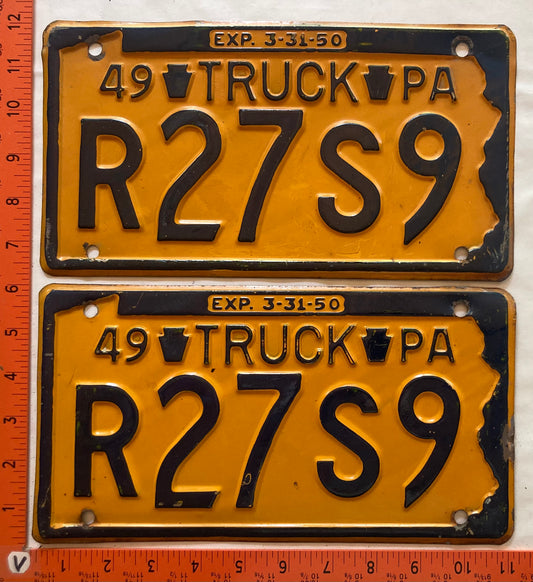 1949 Pennsylvania #R27S9 Truck License Plate (Pair)