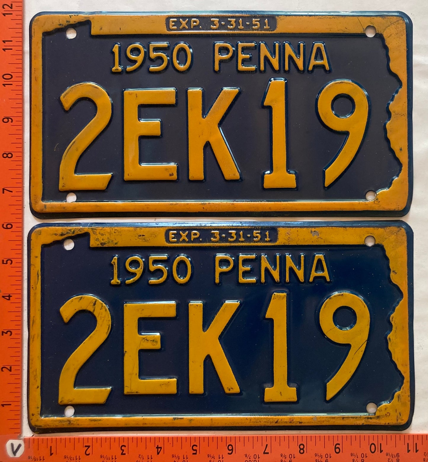 1950 Pennsylvania #2EK19 Passenger License Plate (Pair)